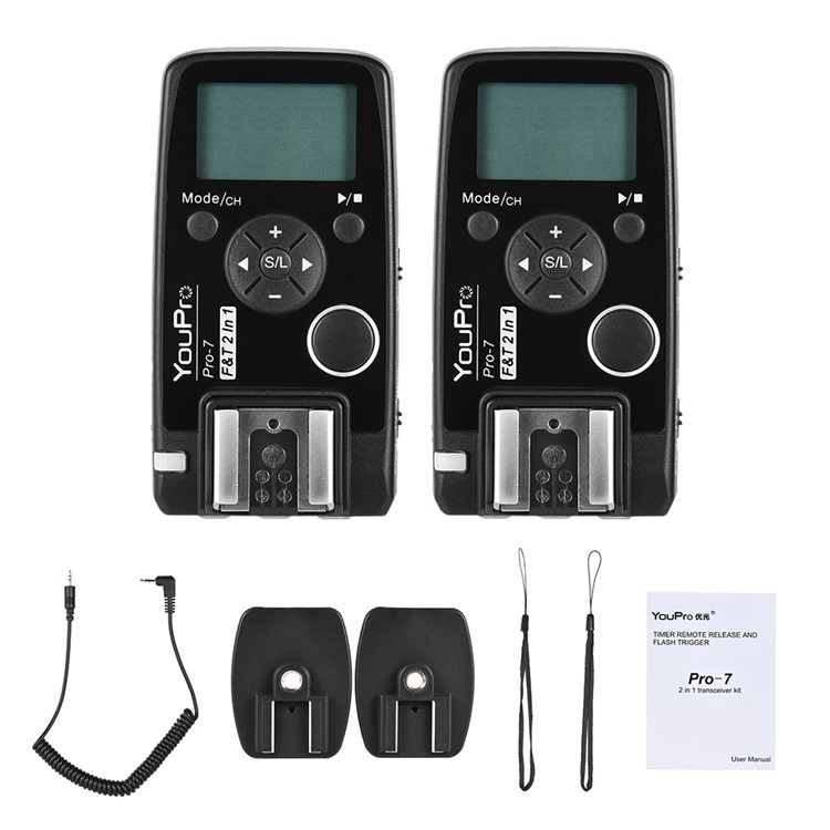Wireless Flash Trigger with E3 2.5mm PC Sync & Shutter Cable for Canon Camera-1