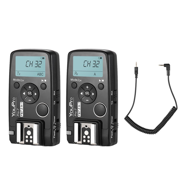 Wireless Flash Trigger with E3 2.5mm PC Sync & Shutter Cable for Canon Camera-2