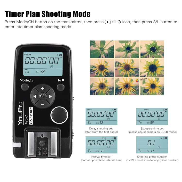 Wireless Flash Trigger with E3 2.5mm PC Sync & Shutter Cable for Canon Camera-3