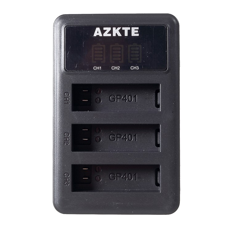 AZKTE AT849 Para Gopro Hero 4 Cargador De Batería Triple Con Pantalla LCD-2