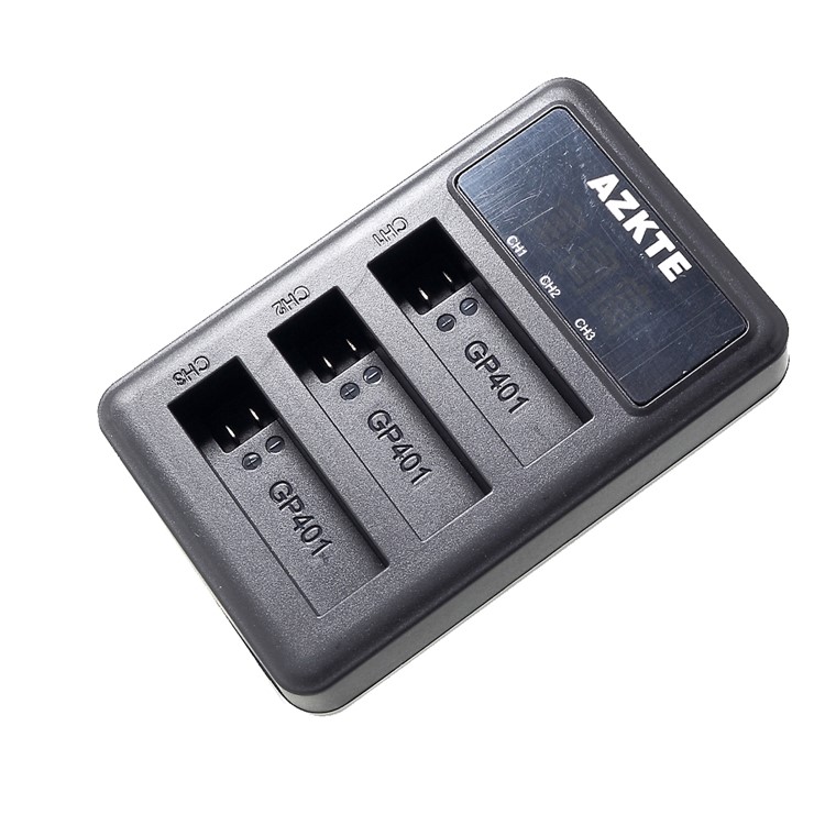AZKTE AT849 Para Gopro Hero 4 Cargador De Batería Triple Con Pantalla LCD-4