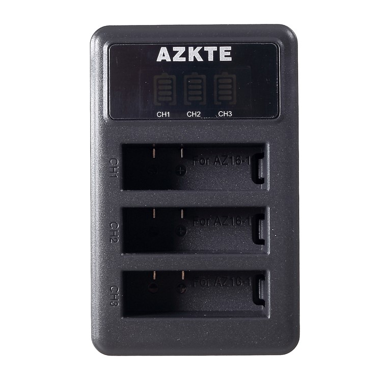 AZKTE Y2-39 for Xiaoyi II 4K Action Camera 3-port Battery Charger with LCD Display-2