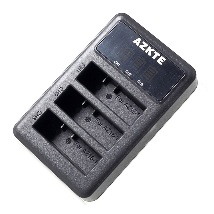 AZKTE Y2-39 for Xiaoyi II 4K Action Camera 3-port Battery Charger with LCD Display-4