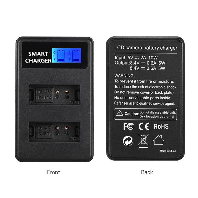 LCD Display Two-Channel LP-E12 USB Battery Charger for Canon EOS M M10 M50 M100 etc-7