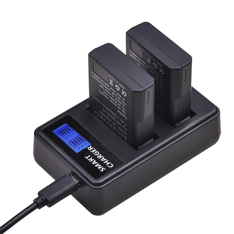 LCD Display Dual-Channel EN-EL14/EN-EL14a USB Battery Charger for Nikon P7800 P7700 P7100 etc-3