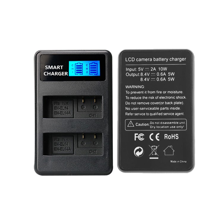 LCD Display Dual-Channel EN-EL14/EN-EL14a USB Battery Charger for Nikon P7800 P7700 P7100 etc-4