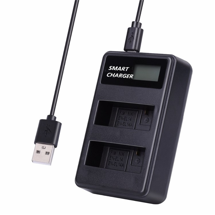 LCD Display Dual-Channel EN-EL14/EN-EL14a USB Battery Charger for Nikon P7800 P7700 P7100 etc-6