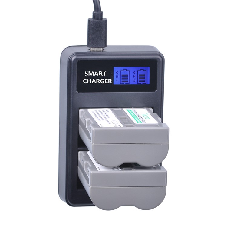 Dual-Bay EN-EL3E/EL3 USB Battery Charger with LCD Display for Nikon D90 D80 D300 D700 etc-7