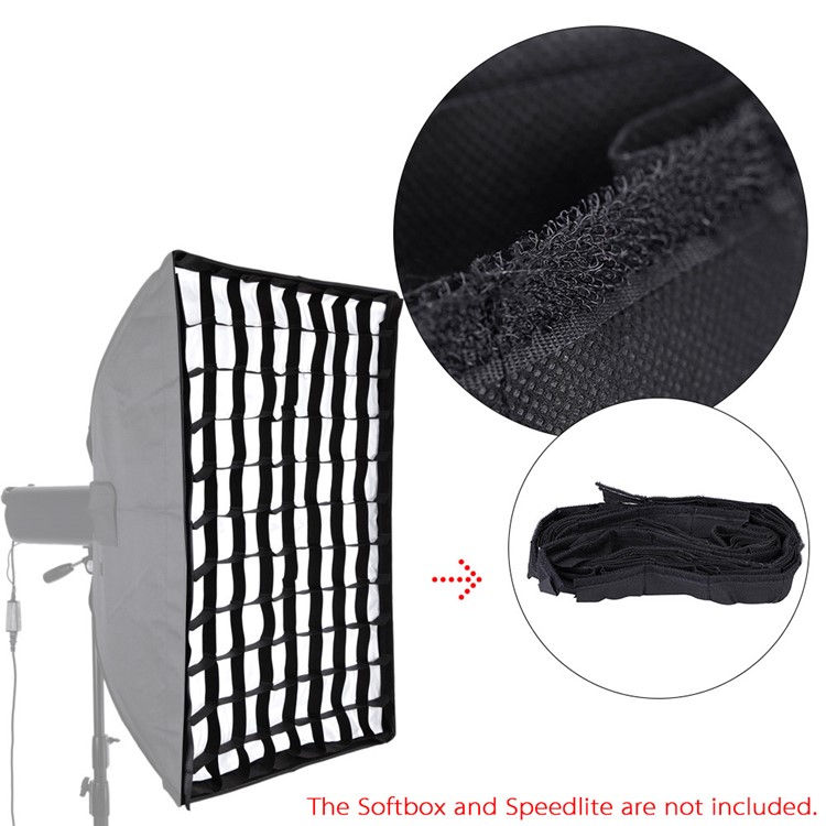 50*70cm Studio Flash Grid Softbox Mesh Rectangular Honeycomb Softbox Flash Light Soft Box - Black/Silver-8