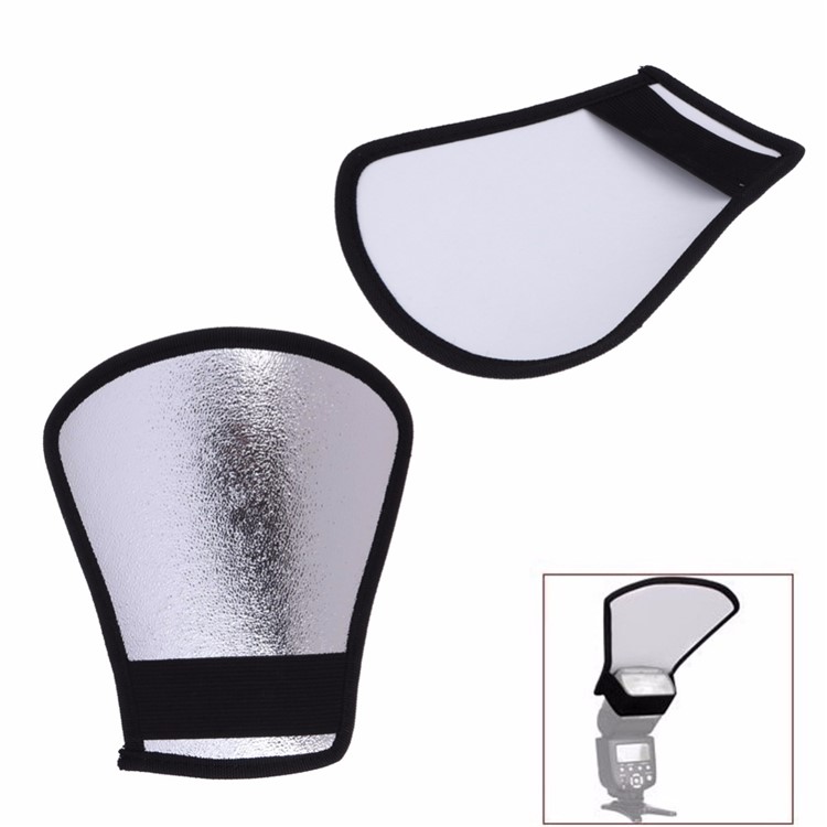 Camera Flash Diffuser Softbox Photo Flash Light Reflector for Canon Cameras Size 11*18*20cm - Silver/White-2