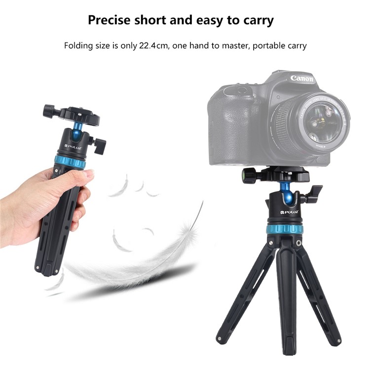 PULUZ Mini Adjustable Metal Desktop Tripod Mount with 360 Degree Ball Head for DSLR & Digital Cameras - Blue-8