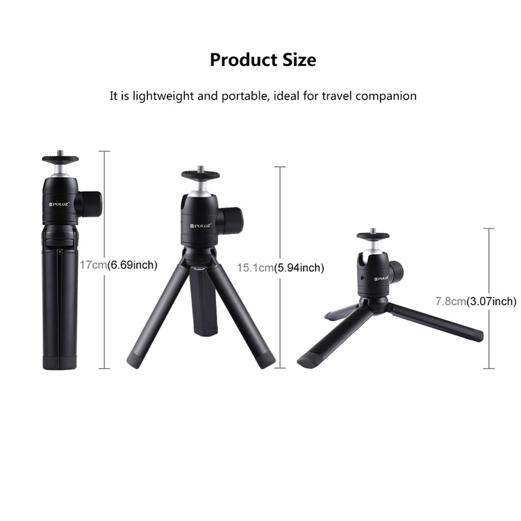 PULUZ PKT44 Mini Pocket Metal Desktop Tripod Mount with 1/4 inch Screw for DSLR & Digital Cameras-3