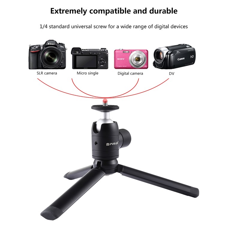 PULUZ PKT44 Mini Pocket Metal Desktop Tripod Mount with 1/4 inch Screw for DSLR & Digital Cameras-7