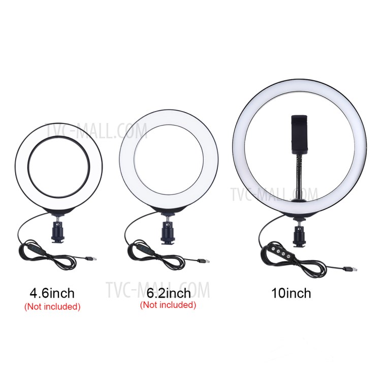 PULUZ PU397 10-Zoll-dimmbare LED-Ringlicht Aufhellblitz Mit Handyclip - Schwarz-11