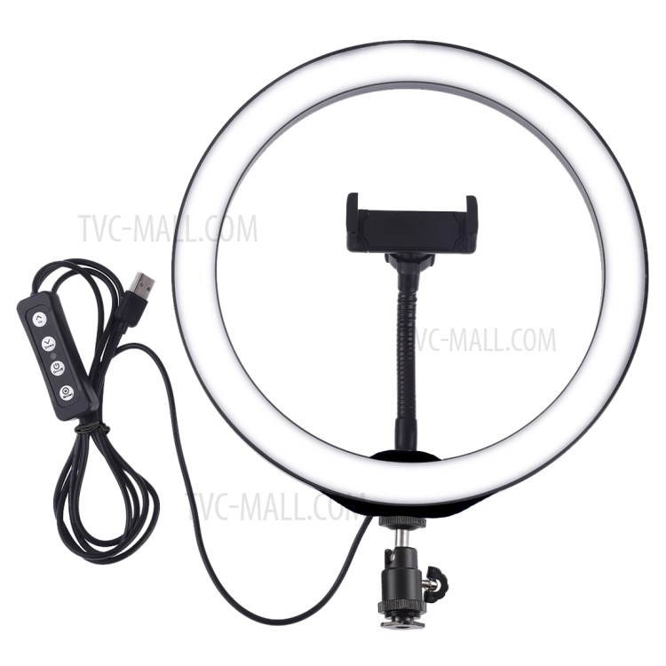 PULUZ PU397 10-Zoll-dimmbare LED-Ringlicht Aufhellblitz Mit Handyclip - Schwarz-9
