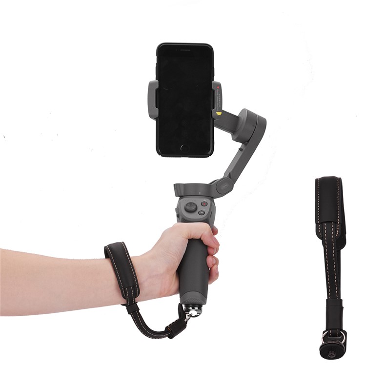 PU Leather Hand Strap Safety Lanyard for DJI OSMO Mobile 2/3 - Black-1