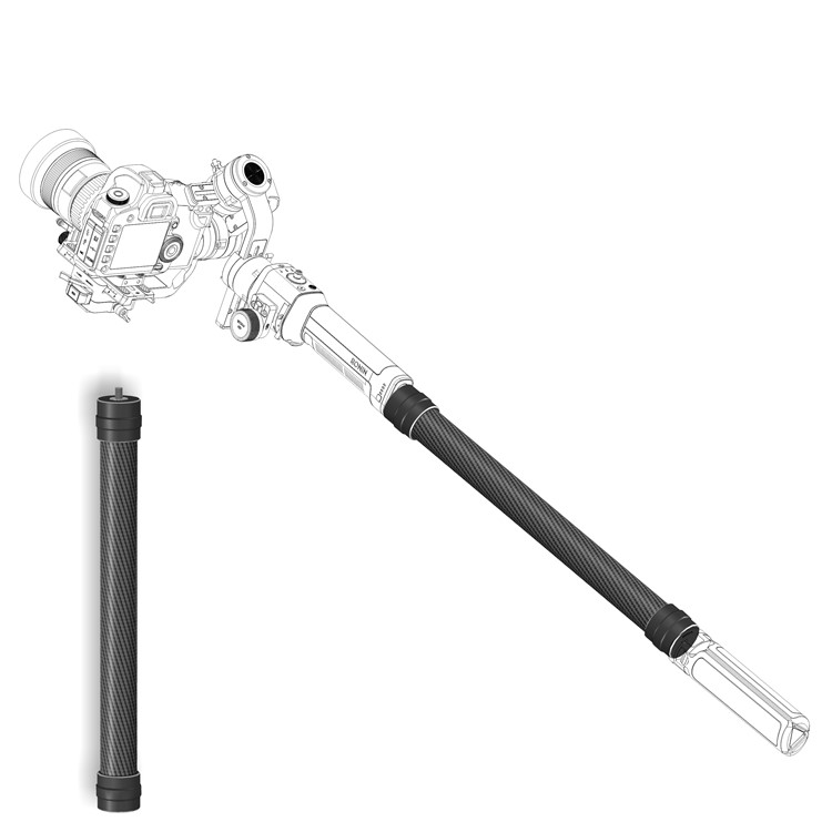 Carbon Fiber Extension Stick Rod Bar for DJI Osmo Mobile 3/2/Feiyu Vimble 2 Smooth 4 - Black-2
