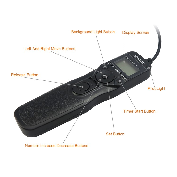 SHOOT LCD Timer Remote Shutter Release RS-80N3 for Canon EOS 5D 6D 7D 20D 30D 40D 50D-11