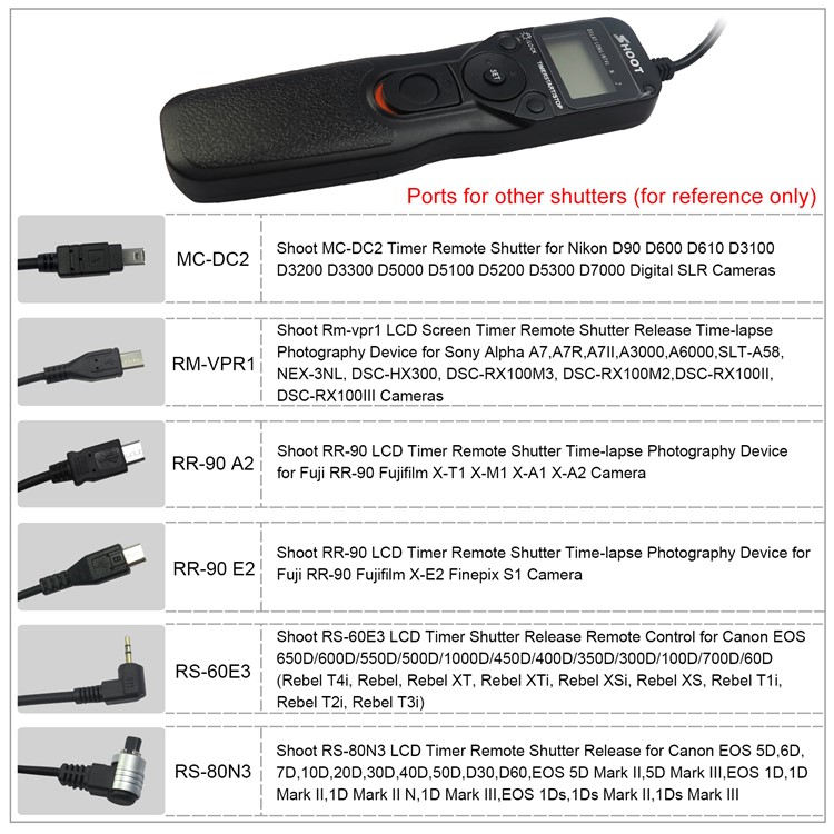 SHOOT LCD Timer Remote Shutter Release RS-80N3 for Canon EOS 5D 6D 7D 20D 30D 40D 50D-14