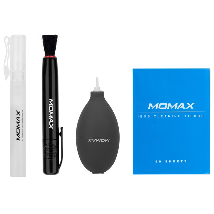 MOMAX Dust Blower + Brush Carbon Pen + Liquid Lens Cleaner + Cleaning Tissue 4-in-1 Camera Lens Cleaning Kit-1