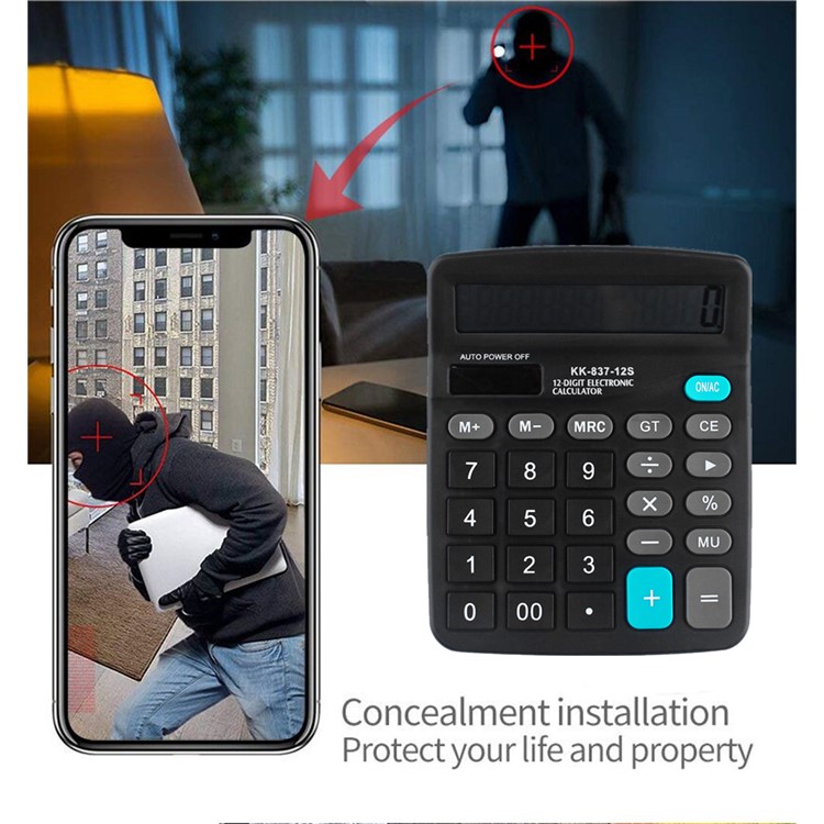 WiFi Calculator 4K HD Remote Wireless Hidden Camera Network Mini Camera - Black-3