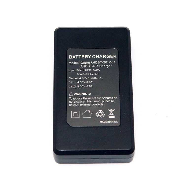 Dual Battery Charger for Gopro Hero 4 3+ 3 Camera AHDBT-201/301/401 Battery-5