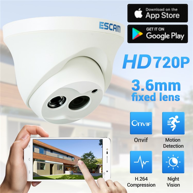 ESCAM QD100 720P 1MP 10m Mini Dome IP Camera with Onvif and P2P - AU Plug-1