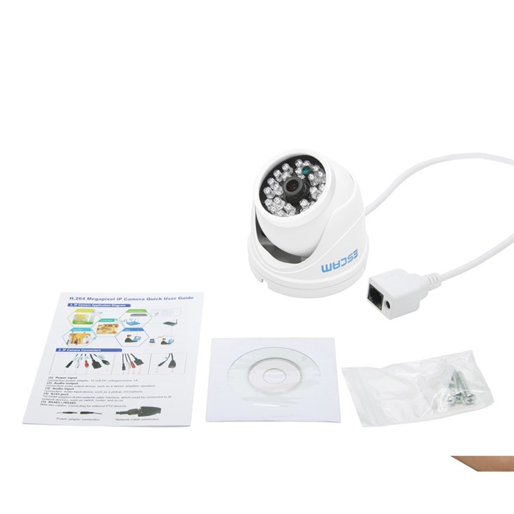 ESCAM QD520 720P 10m IP65 Dome CCTV IP Camera with 24pcs Leds - EU Plug-10