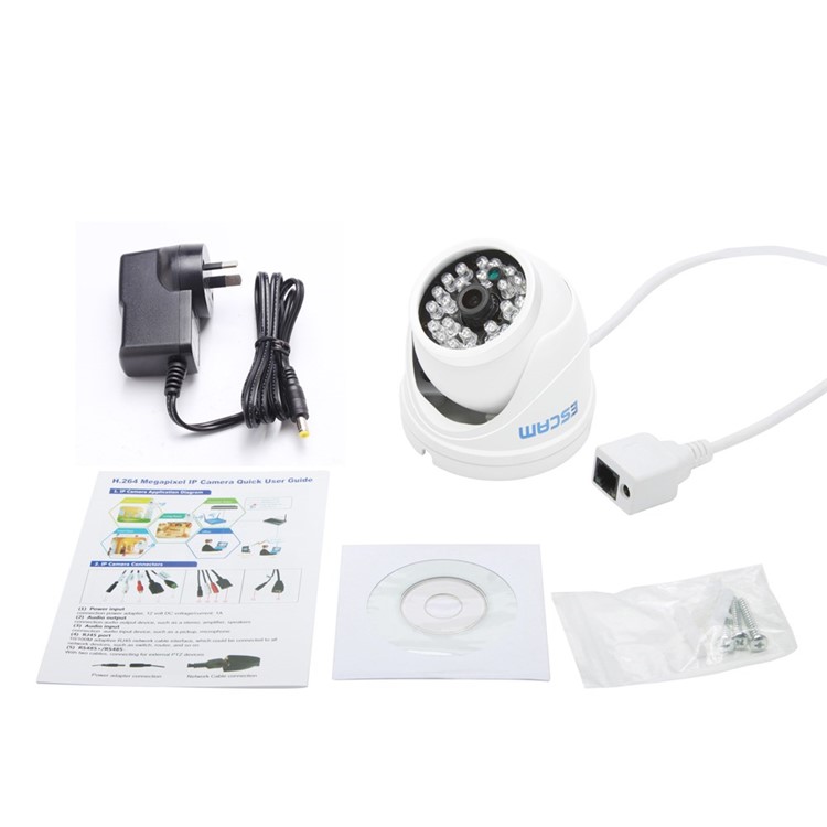 ESCAM QD520 720P 10m IP65 Dome CCTV IP Camera with 24pcs Leds - EU Plug-11