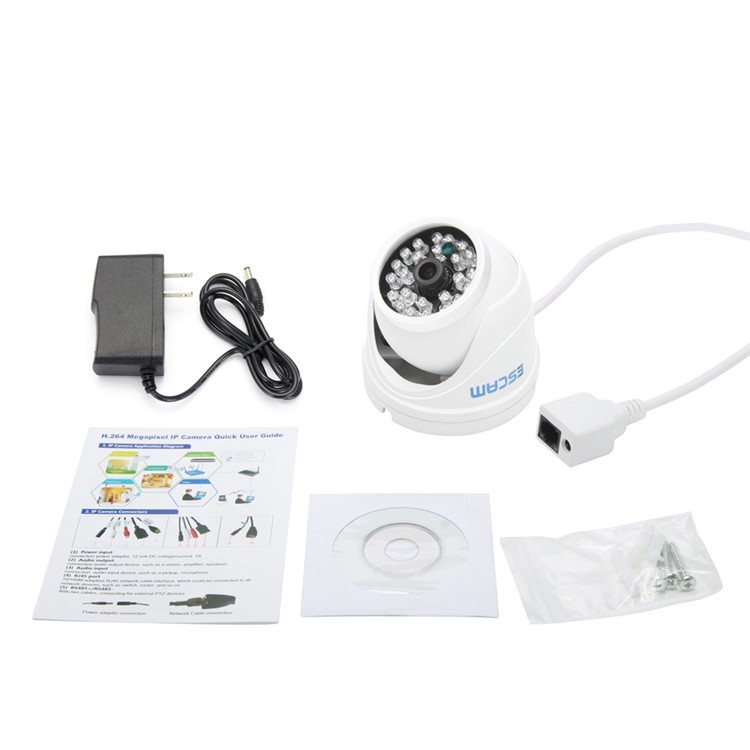 ESCAM QD520 720P 10m IP65 Dome CCTV IP Camera with 24pcs Leds - EU Plug-12