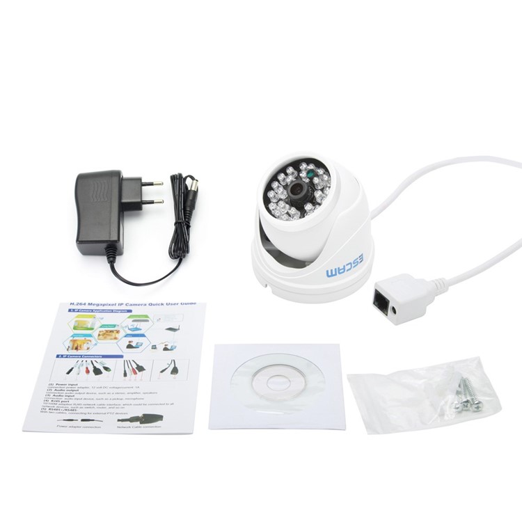ESCAM QD520 720P 10m IP65 Dome CCTV IP Camera with 24pcs Leds - EU Plug-13