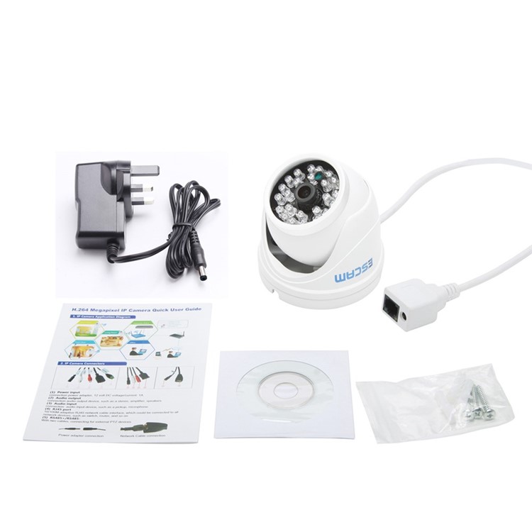ESCAM QD520 720P 10m IP65 Dome CCTV IP Camera with 24pcs Leds - EU Plug-14
