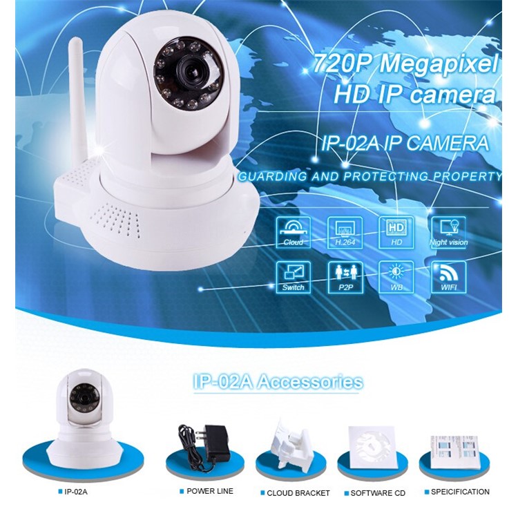 720P HD 1.3MP WI-FI CCTV Indoor IP Network Camera, 1/4" CMOS 10m IR IP-02A White Shell - EU Plug-8