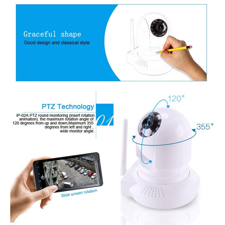 720P HD 1.3MP WI-FI CCTV Indoor IP Network Camera, 1/4" CMOS 10m IR IP-02A White Shell - EU Plug-9