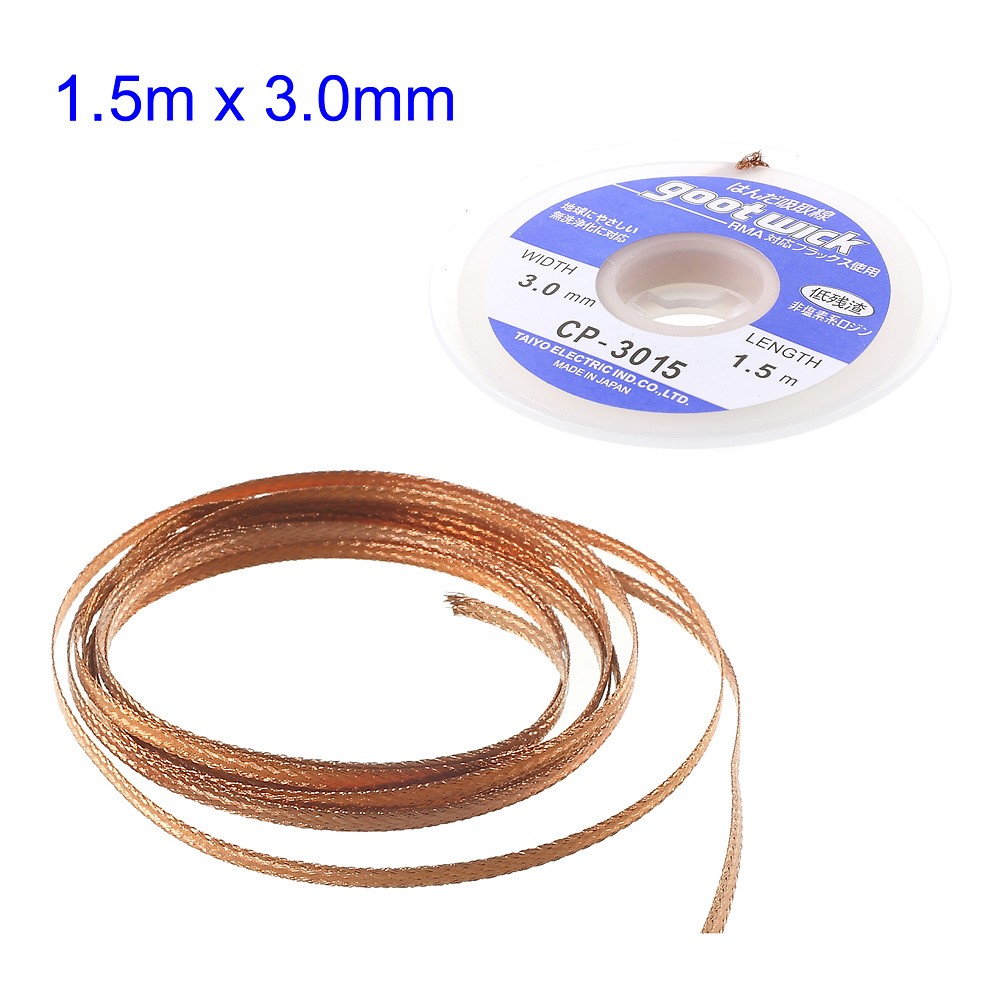 GOOT 3mmx1.5m Braided Desoldering Wire Cable Wick CP-3015-1
