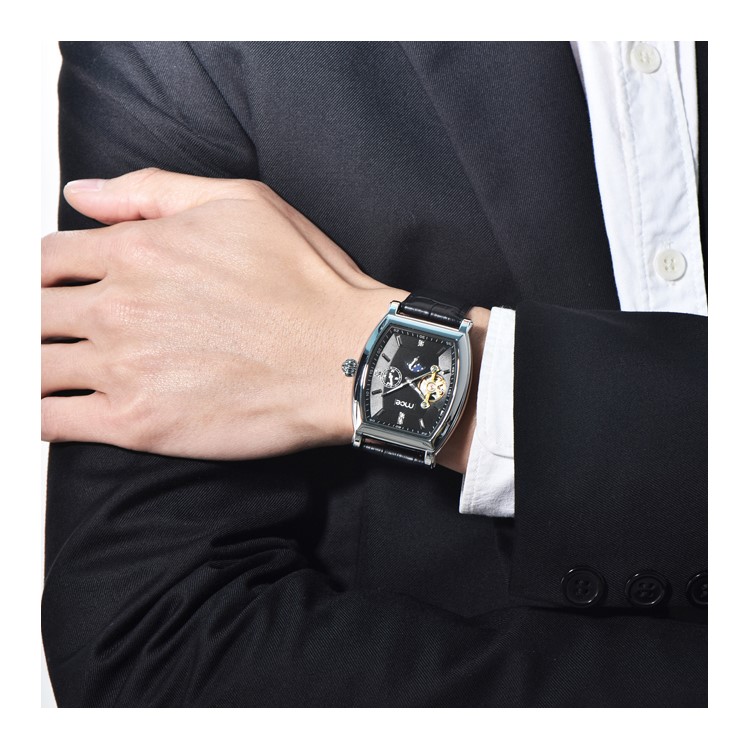 Reloj mecánico automático Tourbillon de MCE para hombres con correa de cuero genuino - estilopistilo A-1