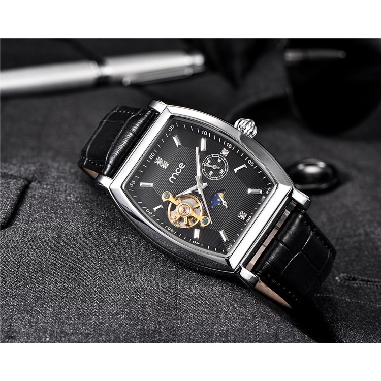 Reloj mecánico automático Tourbillon de MCE para hombres con correa de cuero genuino - estilopistilo A-3