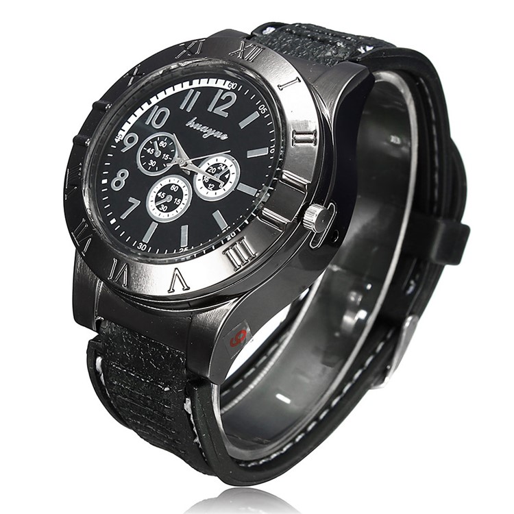Cool Military Electronic Lighter USB Powered Flameless Cigarette Lighter Watch for Men - Black-3