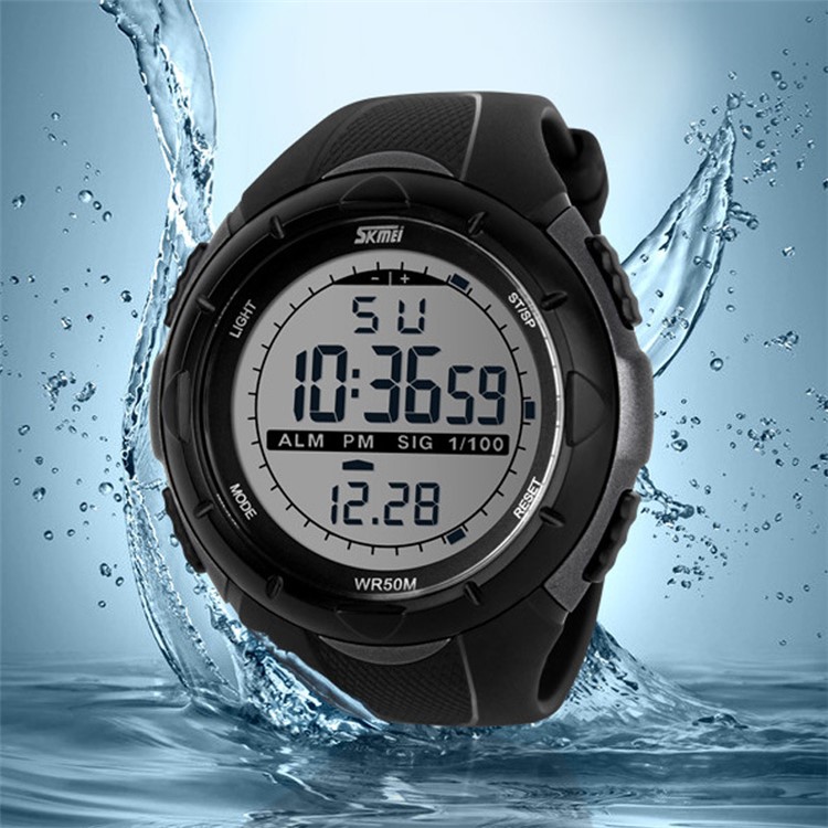 SKMEI Electronic Sports Men Watch with Weekend/Time/Date Display - Silver Color-5