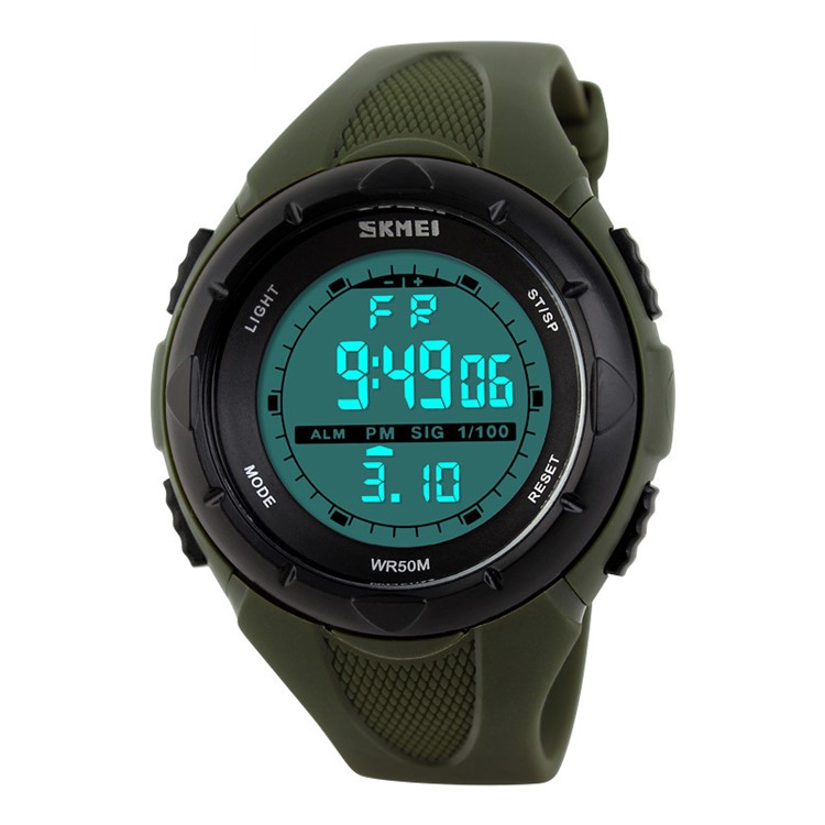 SKMEI Electronic Sports Men Watch with Weekend/Time/Date Display - Army Green-2