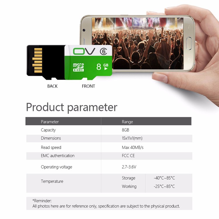 Tarjeta De Memoria Flash OV 8GB De Alta Velocidad Tarjeta Micro SD Clase 6-3