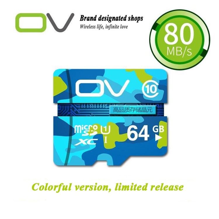 

Ov камуфляж издание 64GB Класс 10 Micro SD карта памяти 80MB / S Высокая скорость