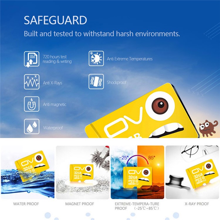 OV 32GB 80MB / S Tarjeta de memoria de alta velocidad de clase 10 TF / Micro SDHC-8