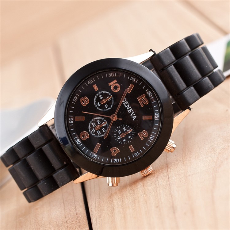 Jelly Silicone Band Quartz Movement Wrist Watch - Black-1