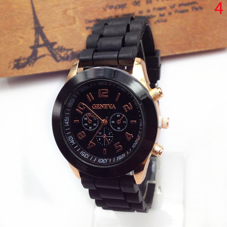 Jelly Silicone Band Quartz Movement Wrist Watch - Black-2