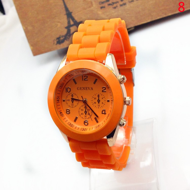 Flexible Jelly Silicone Band Quartz Movement Wrist Watch - Orange-2