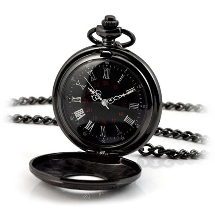 retro hollow out quartz pocket watch necklace chain flip watch