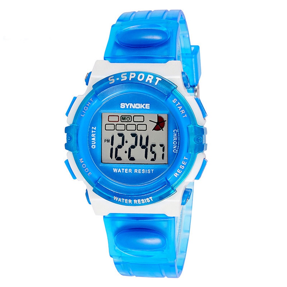 Deportes al aire libre multifunción impermeable niños digital reloj poliuretano banda con calendario - Negro / rojo-2