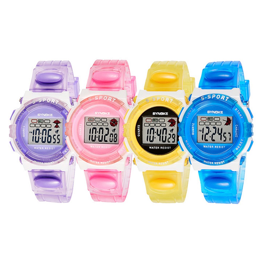 Deportes al aire libre multifunción impermeable niños digital reloj poliuretano banda con calendario - Negro / rojo-5