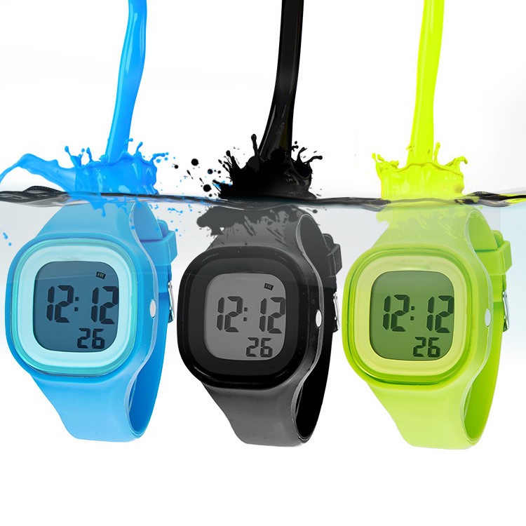 Helle Süßigkeit-Farbe 50M wasserdichte Sport-Digitaluhr mit Silikon-Band - Grün-10